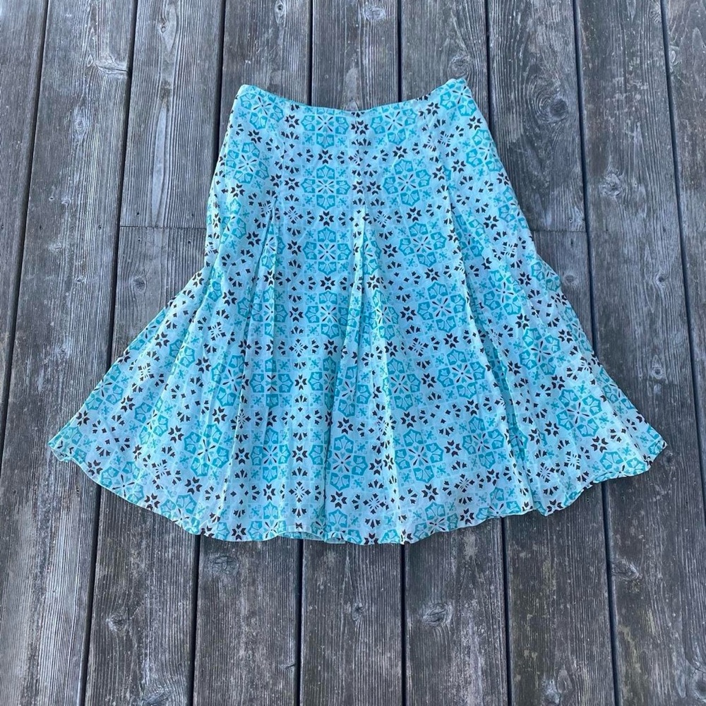 Jones New York 100% Cotton Boho Whimsy Fairycore Blue Floral Skirt w Zipper